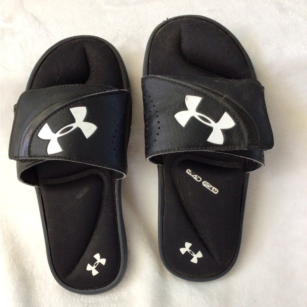 Under Armour Kids Black and White Slide Sandals